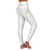 Gold Logo High-Waisted Yoga Leggings – White All-Over Print