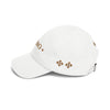 Taino Embroidered Dad Cap — White Classic Baseball Hat with Taíno Motif
