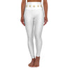Gold Logo High-Waisted Yoga Leggings – White All-Over Print