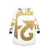 Fin Ago Gold Logo Hooded Blanket – Oversized Cozy Wearable Blanket with 'Fin Ago' Text