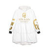 Fin Ago Gold Logo Hooded Blanket – Oversized Cozy Wearable Blanket with 'Fin Ago' Text
