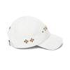 Taino Embroidered Dad Cap — White Classic Baseball Hat with Taíno Motif