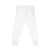 Embroidered Minimalist White Fleece Sweatpants — Small Red Accent