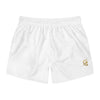 Fin A Go Logo Swim Trunks — White & Gold Beach Shorts