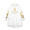 Fin Ago Gold Logo Hooded Blanket – Oversized Cozy Wearable Blanket with 'Fin Ago' Text