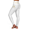 Gold Logo High-Waisted Yoga Leggings – White All-Over Print