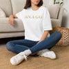 FIN A GO Gold Lettering T-Shirt — Minimalist Casual Graphic Tee